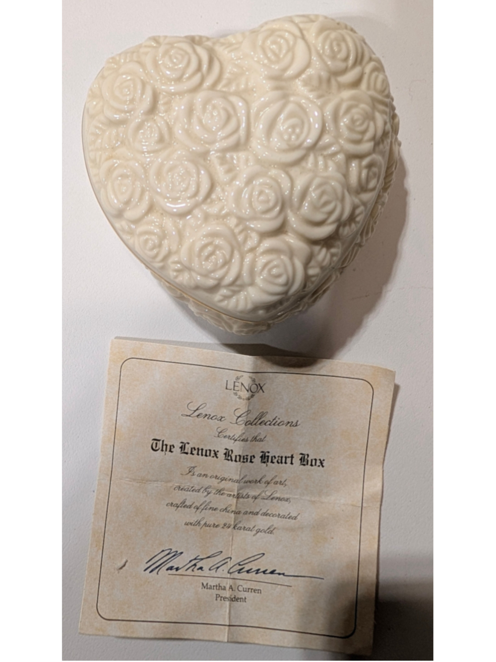 Lenox Rose Heart Box Jewelry Trinket Dish One Size White Gold